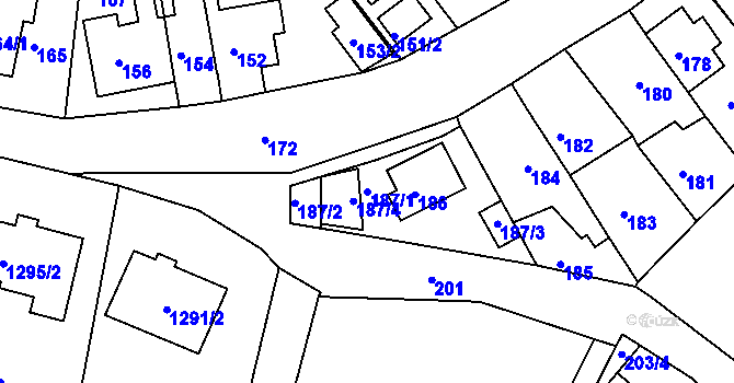 Parcela st. 187/1 v KÚ Proboštov u Teplic, Katastrální mapa