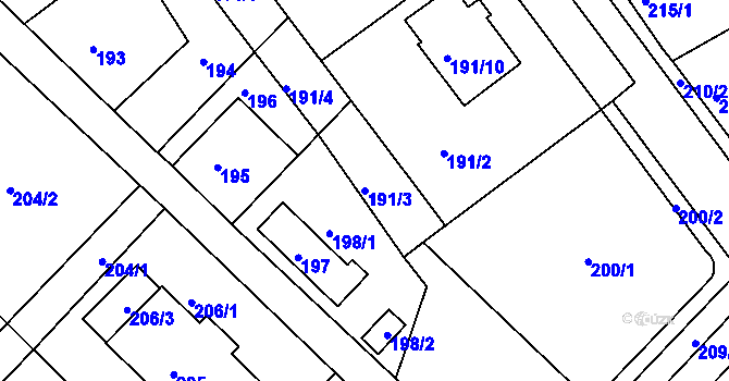 Parcela st. 191/3 v KÚ Proboštov u Teplic, Katastrální mapa