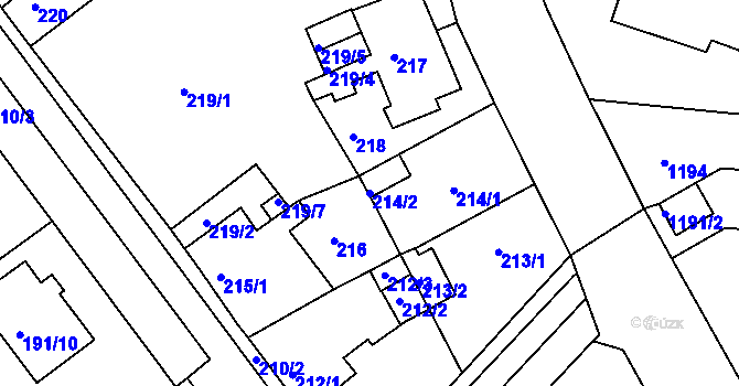 Parcela st. 214/2 v KÚ Proboštov u Teplic, Katastrální mapa