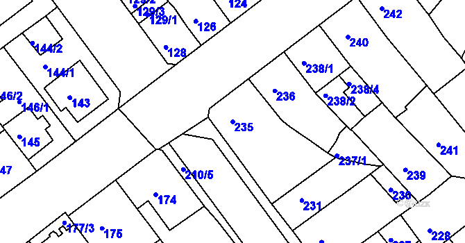 Parcela st. 235 v KÚ Proboštov u Teplic, Katastrální mapa