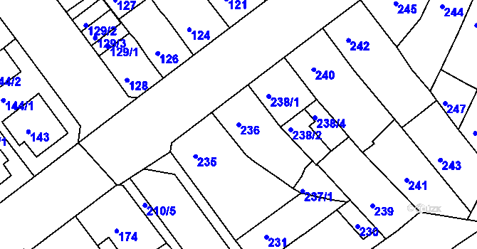 Parcela st. 236 v KÚ Proboštov u Teplic, Katastrální mapa