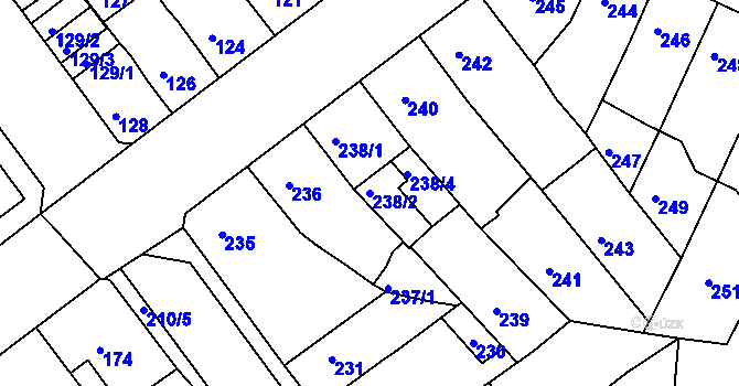 Parcela st. 238/2 v KÚ Proboštov u Teplic, Katastrální mapa