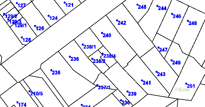 Parcela st. 238/4 v KÚ Proboštov u Teplic, Katastrální mapa