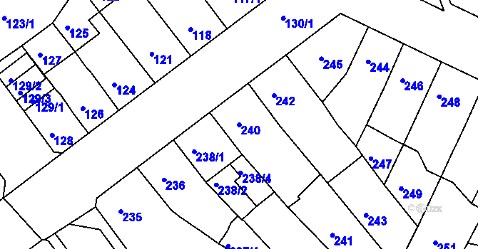 Parcela st. 240 v KÚ Proboštov u Teplic, Katastrální mapa