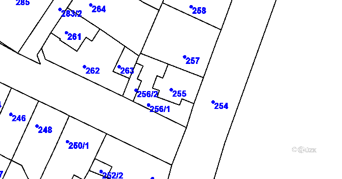 Parcela st. 255 v KÚ Proboštov u Teplic, Katastrální mapa