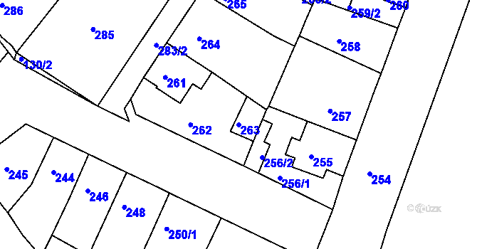 Parcela st. 263 v KÚ Proboštov u Teplic, Katastrální mapa