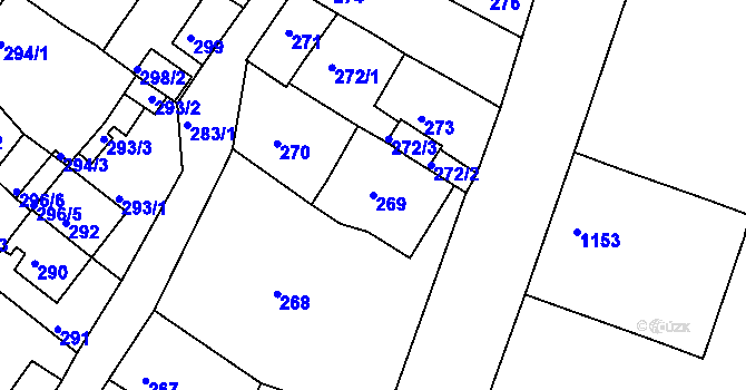 Parcela st. 269 v KÚ Proboštov u Teplic, Katastrální mapa