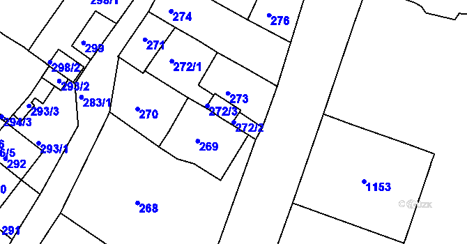 Parcela st. 272/2 v KÚ Proboštov u Teplic, Katastrální mapa