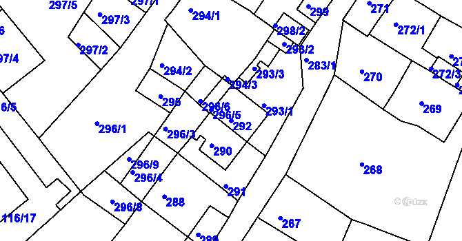 Parcela st. 292 v KÚ Proboštov u Teplic, Katastrální mapa