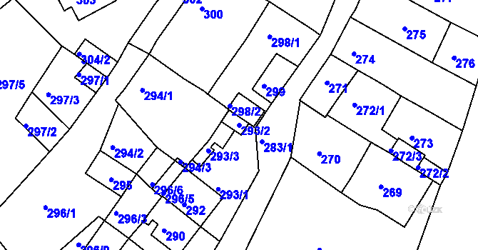 Parcela st. 293/2 v KÚ Proboštov u Teplic, Katastrální mapa