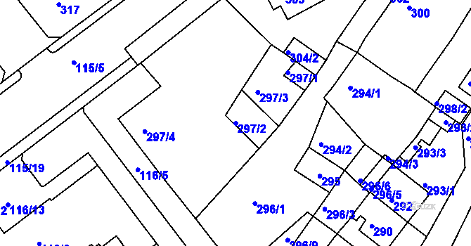 Parcela st. 297/2 v KÚ Proboštov u Teplic, Katastrální mapa