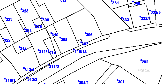 Parcela st. 307 v KÚ Proboštov u Teplic, Katastrální mapa