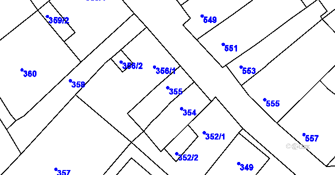 Parcela st. 355 v KÚ Proboštov u Teplic, Katastrální mapa