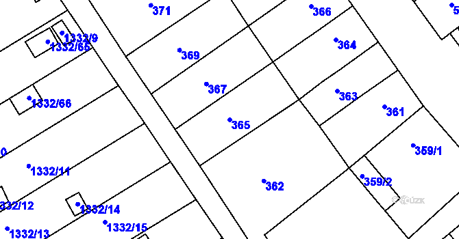 Parcela st. 365 v KÚ Proboštov u Teplic, Katastrální mapa