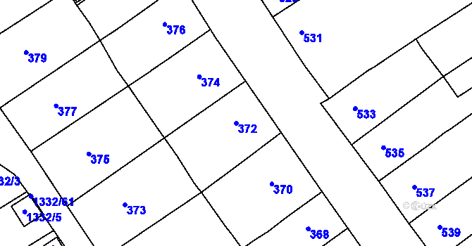 Parcela st. 372 v KÚ Proboštov u Teplic, Katastrální mapa