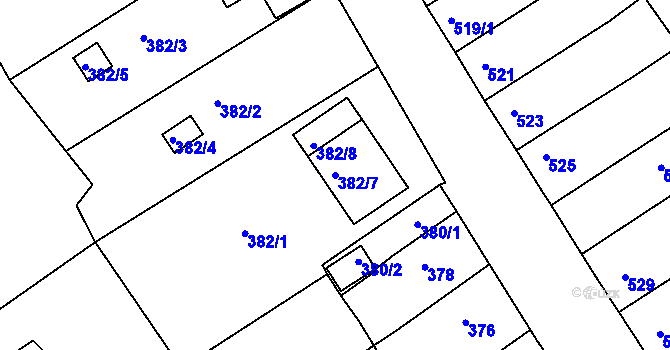 Parcela st. 382/7 v KÚ Proboštov u Teplic, Katastrální mapa