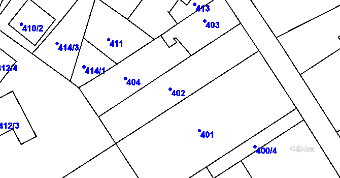 Parcela st. 402 v KÚ Proboštov u Teplic, Katastrální mapa