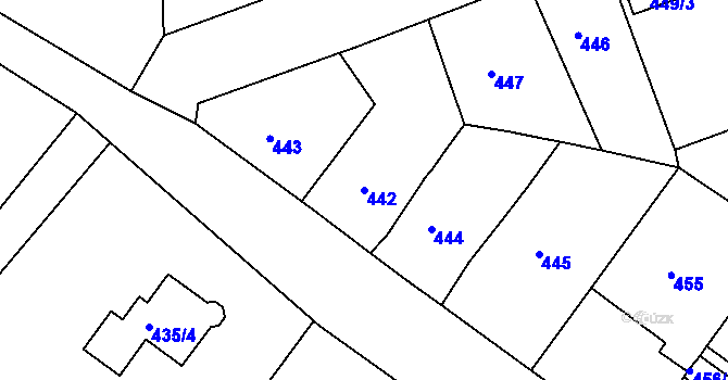 Parcela st. 442 v KÚ Proboštov u Teplic, Katastrální mapa