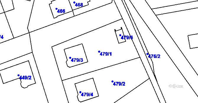 Parcela st. 479/1 v KÚ Proboštov u Teplic, Katastrální mapa