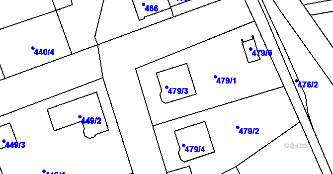 Parcela st. 479/3 v KÚ Proboštov u Teplic, Katastrální mapa