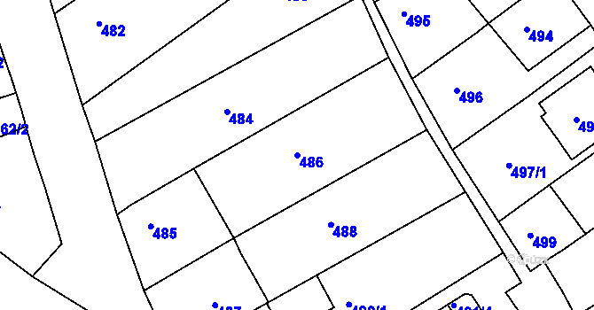 Parcela st. 486 v KÚ Proboštov u Teplic, Katastrální mapa