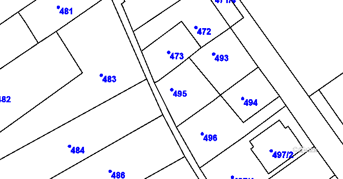 Parcela st. 495 v KÚ Proboštov u Teplic, Katastrální mapa