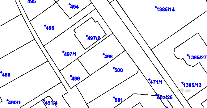 Parcela st. 498 v KÚ Proboštov u Teplic, Katastrální mapa