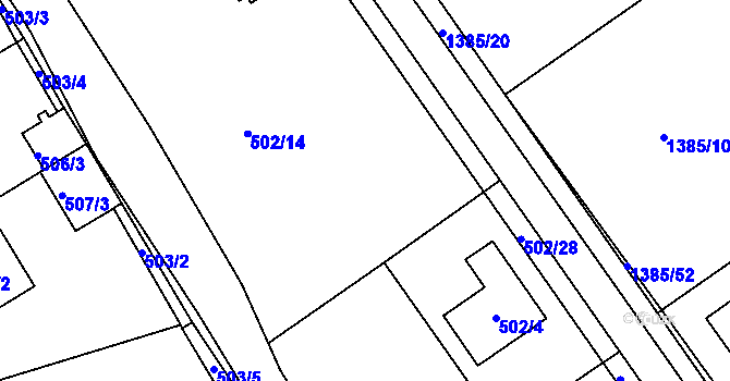 Parcela st. 502/16 v KÚ Proboštov u Teplic, Katastrální mapa