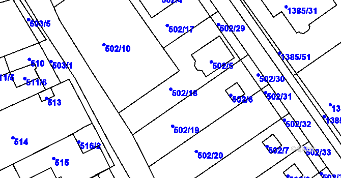 Parcela st. 502/18 v KÚ Proboštov u Teplic, Katastrální mapa