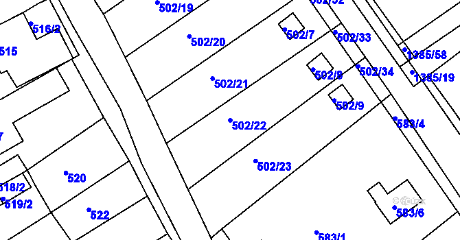 Parcela st. 502/22 v KÚ Proboštov u Teplic, Katastrální mapa