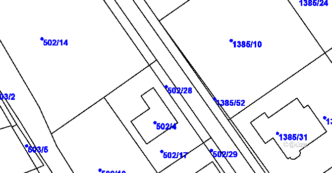 Parcela st. 502/28 v KÚ Proboštov u Teplic, Katastrální mapa