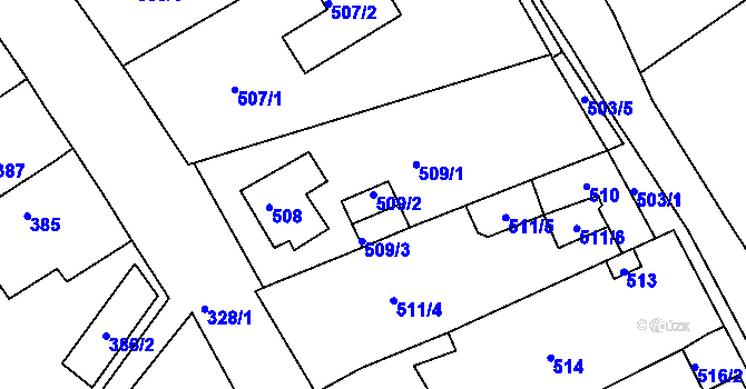 Parcela st. 509/2 v KÚ Proboštov u Teplic, Katastrální mapa