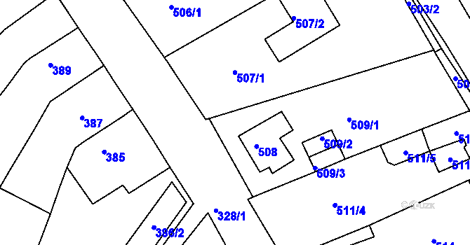 Parcela st. 509/4 v KÚ Proboštov u Teplic, Katastrální mapa
