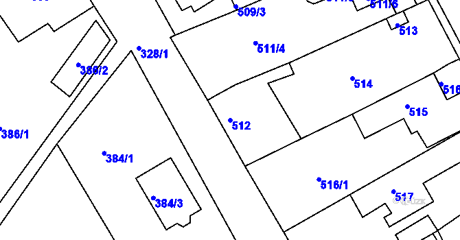 Parcela st. 512 v KÚ Proboštov u Teplic, Katastrální mapa