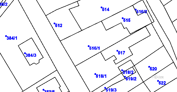 Parcela st. 516/1 v KÚ Proboštov u Teplic, Katastrální mapa