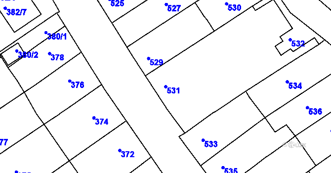 Parcela st. 531 v KÚ Proboštov u Teplic, Katastrální mapa