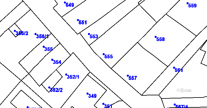 Parcela st. 555 v KÚ Proboštov u Teplic, Katastrální mapa