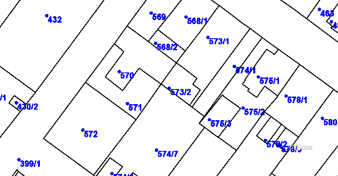 Parcela st. 573/2 v KÚ Proboštov u Teplic, Katastrální mapa