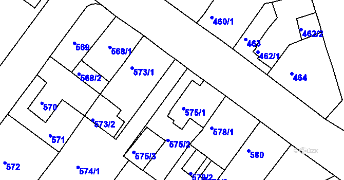 Parcela st. 574/2 v KÚ Proboštov u Teplic, Katastrální mapa