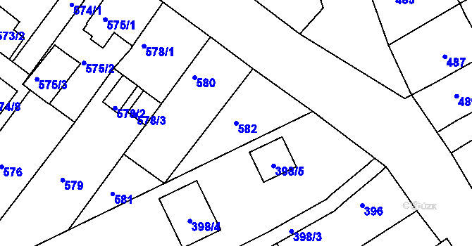 Parcela st. 582 v KÚ Proboštov u Teplic, Katastrální mapa