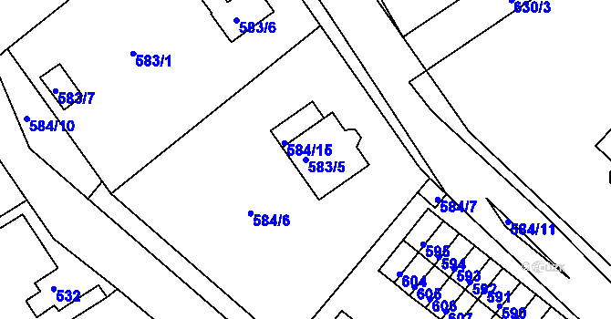 Parcela st. 583/5 v KÚ Proboštov u Teplic, Katastrální mapa