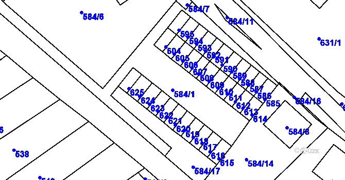 Parcela st. 584/1 v KÚ Proboštov u Teplic, Katastrální mapa