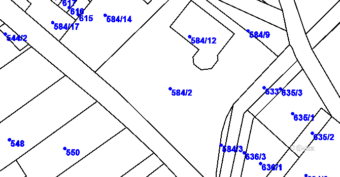 Parcela st. 584/2 v KÚ Proboštov u Teplic, Katastrální mapa