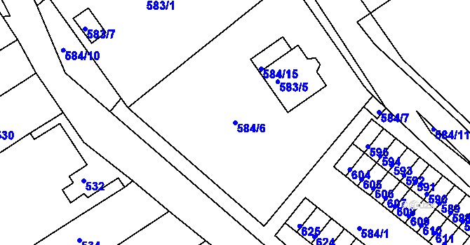 Parcela st. 584/6 v KÚ Proboštov u Teplic, Katastrální mapa