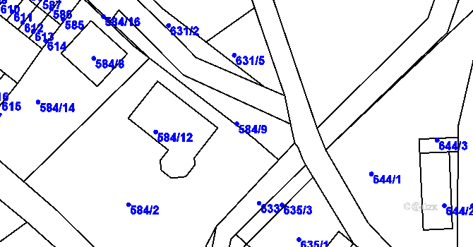 Parcela st. 584/9 v KÚ Proboštov u Teplic, Katastrální mapa