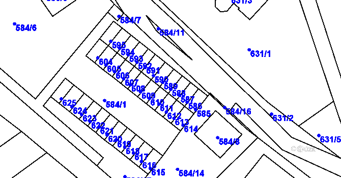 Parcela st. 588 v KÚ Proboštov u Teplic, Katastrální mapa