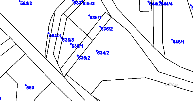 Parcela st. 634/2 v KÚ Proboštov u Teplic, Katastrální mapa