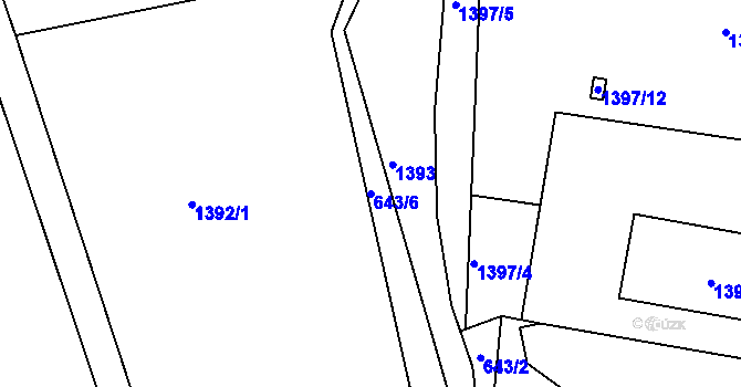 Parcela st. 643/6 v KÚ Proboštov u Teplic, Katastrální mapa