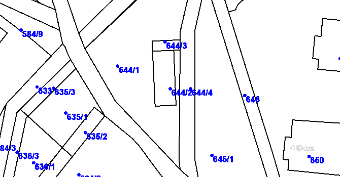 Parcela st. 644/2 v KÚ Proboštov u Teplic, Katastrální mapa