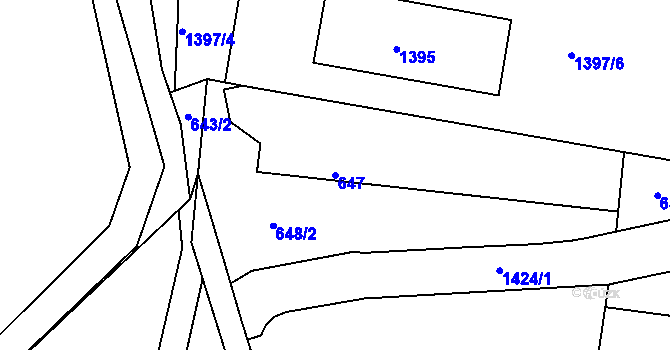 Parcela st. 647 v KÚ Proboštov u Teplic, Katastrální mapa